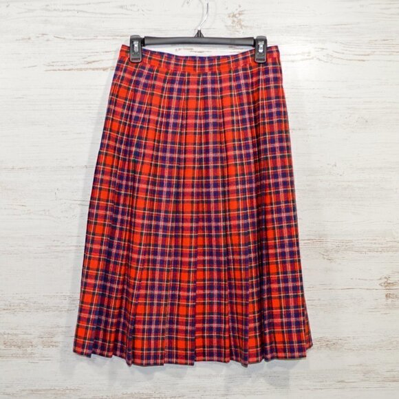 Vintage Pendleton Wool Plaid Pleated Wrap Skirt - Picture 3 of 4